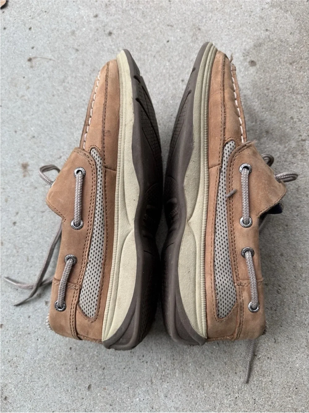 Sperry Boys 5 Top Siders Brown Tan Lanyard Boat Shoes YB46122A